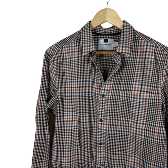 Topman Men’s Micro Plaid Button Down Shirt Multicolor Size M - Picture 2 of 8
